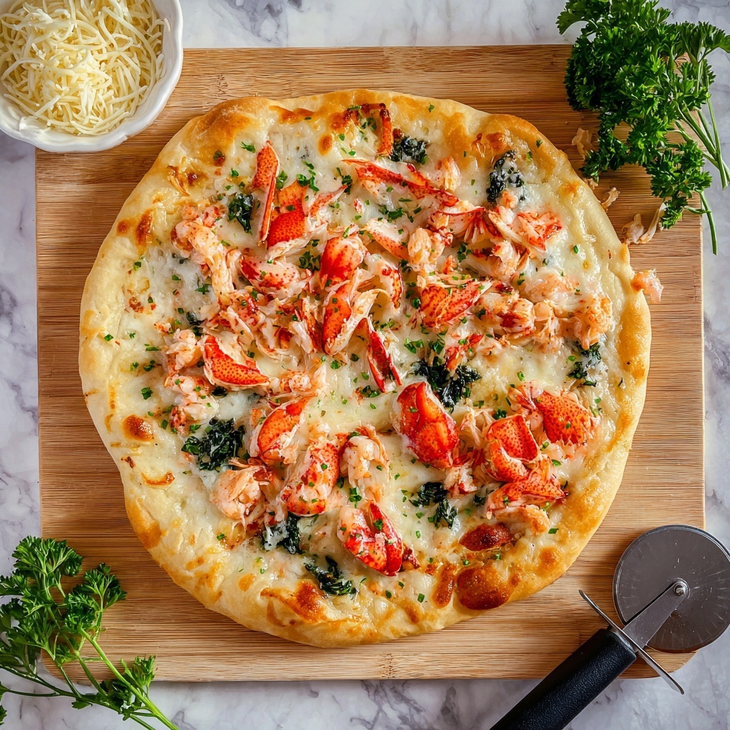Lobster Pizza with Spinach and Garlic Recipe - Recipe Image