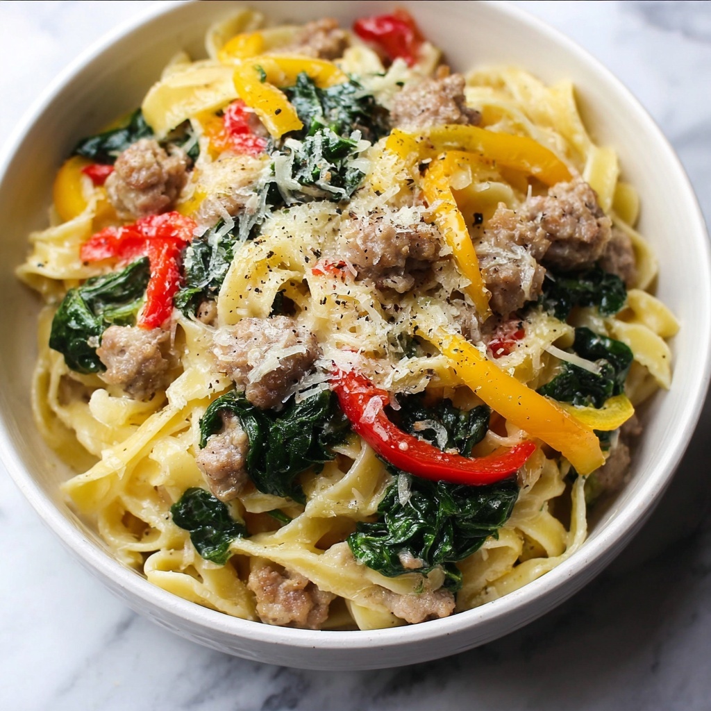 Creamy Sausage and Peppers Pasta Recipe - Recipe Image