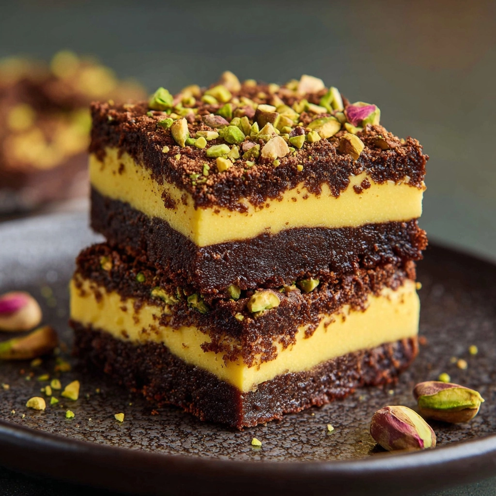 Irresistible Pistachio Kunafa Brownies Recipe - Recipe Image