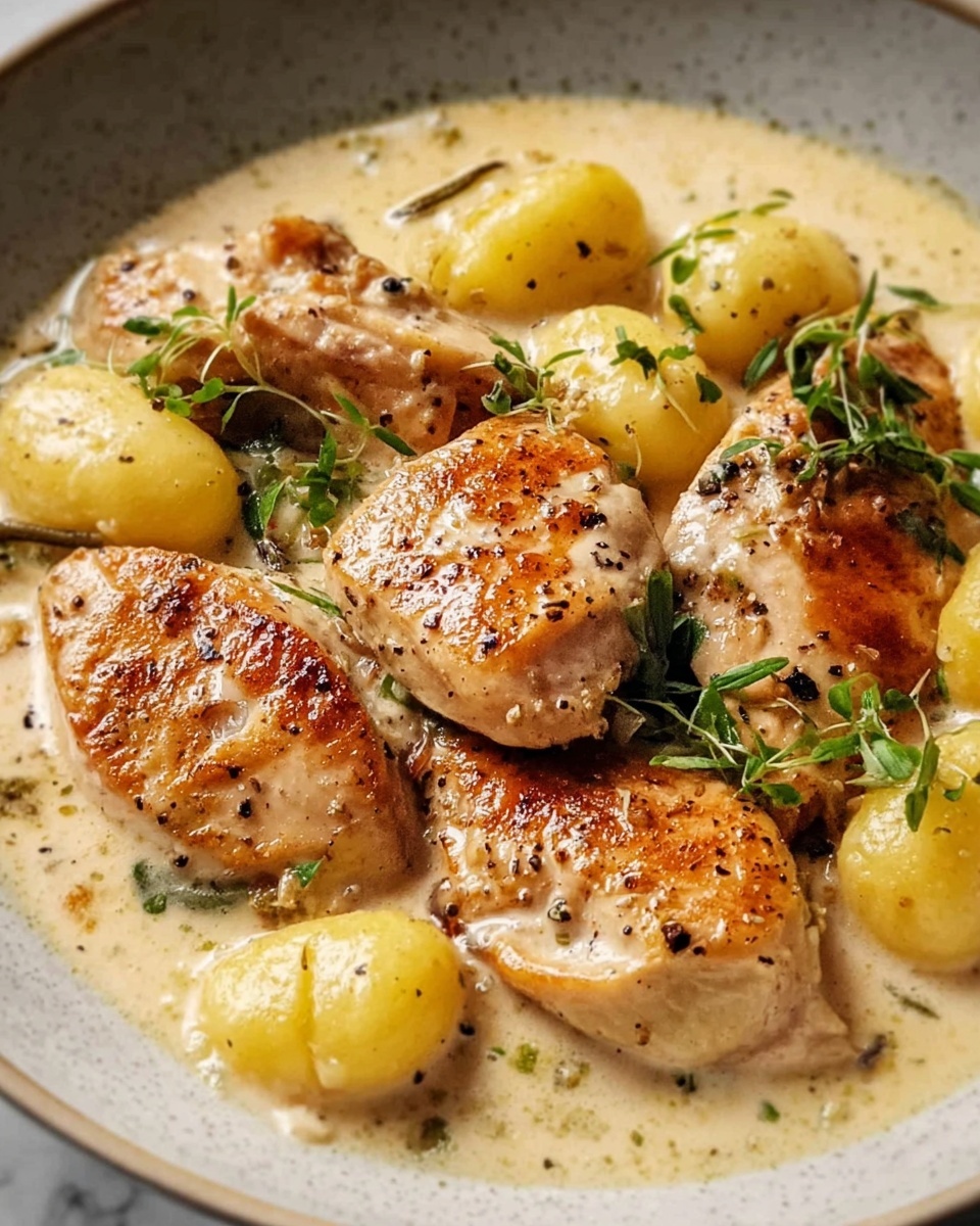 Creamy Garlic Chicken and Gnocchi Recipe - Recipe Image
