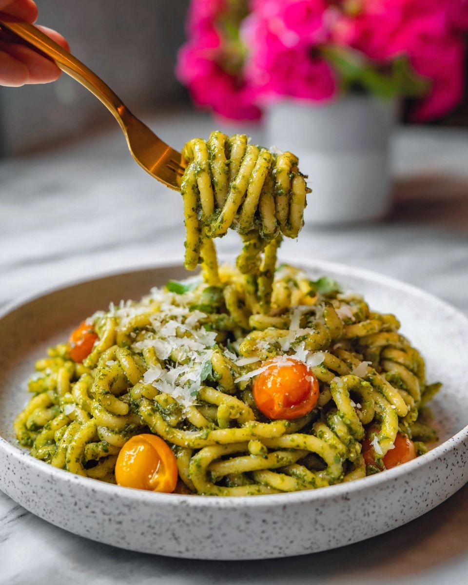 Yellow Tomato Pasta with Pesto Recipe - Recipe Image