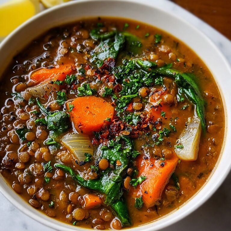 Vegetarian Lentil Soup with Spices, Vegetables, and Fresh Greens Recipe