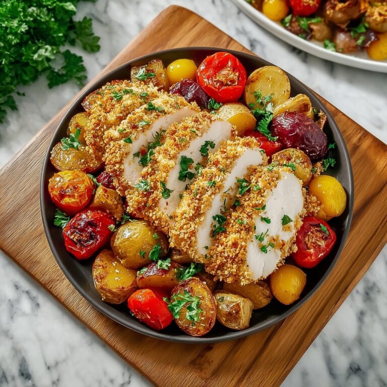 Parmesan Crusted Chicken Sheet Pan with Roasted Potatoes and Broccoli Recipe