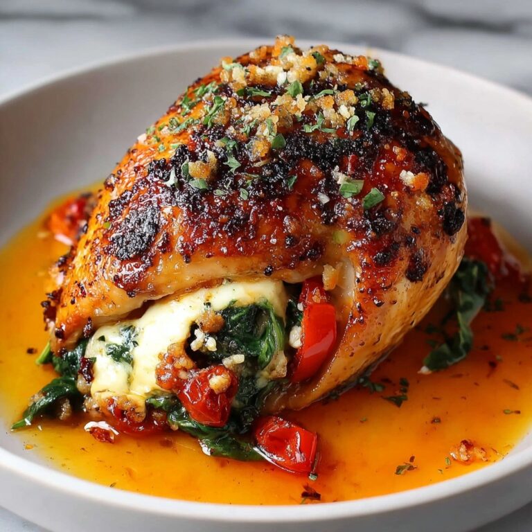 Savory Stuffed Chicken with Roasted Red Peppers, Spinach, and Mozzarella Recipe