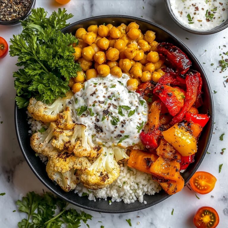 Spicy Chickpea and Roasted Cauliflower Bowl with Garlic Yogurt Sauce Recipe