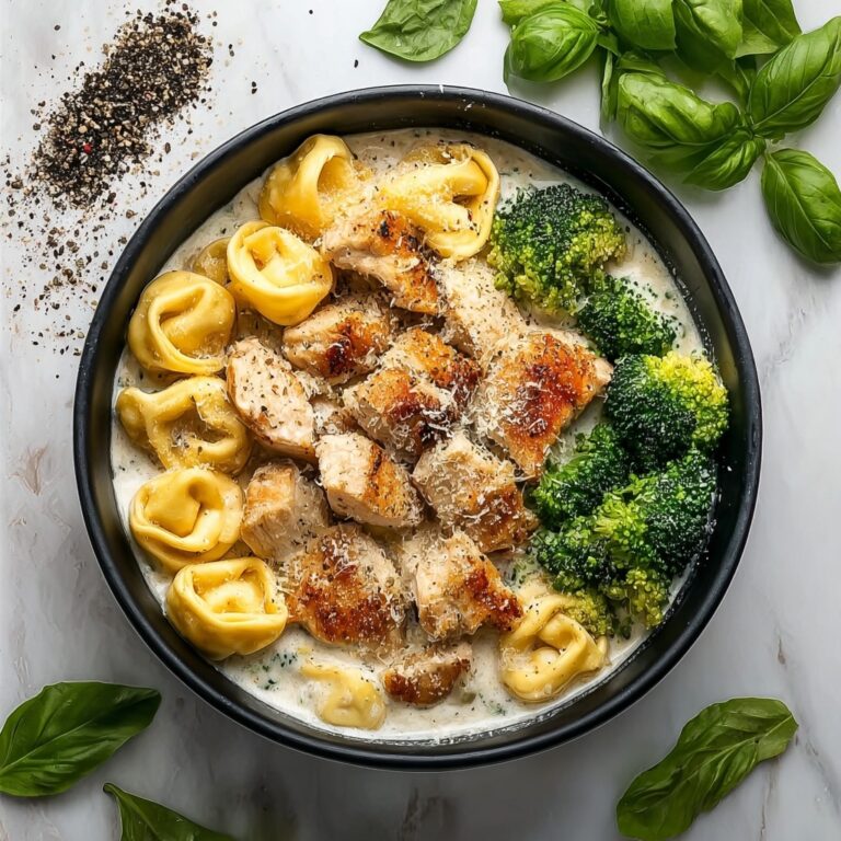 Creamy Garlic Parmesan Tortellini with Chicken & Broccoli Recipe