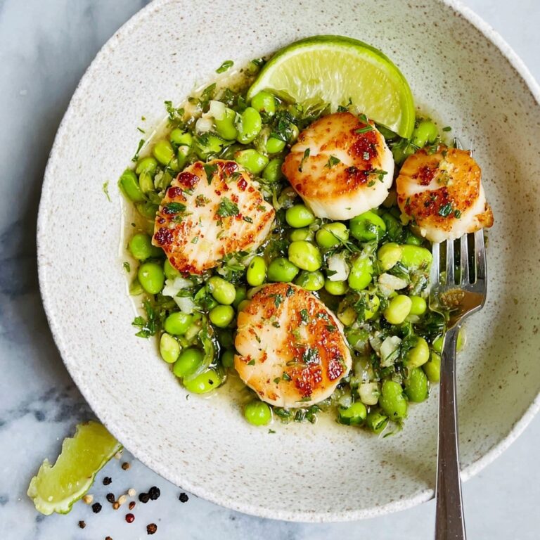 Scallops with Edamame, Peas, and Lime Butter Recipe