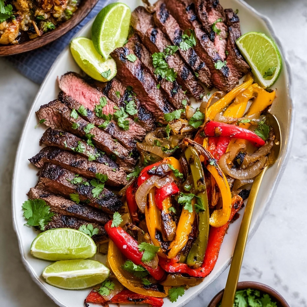 Juicy Steak Fajitas with Citrus-Marinated Vegetables Recipe - Recipe Image