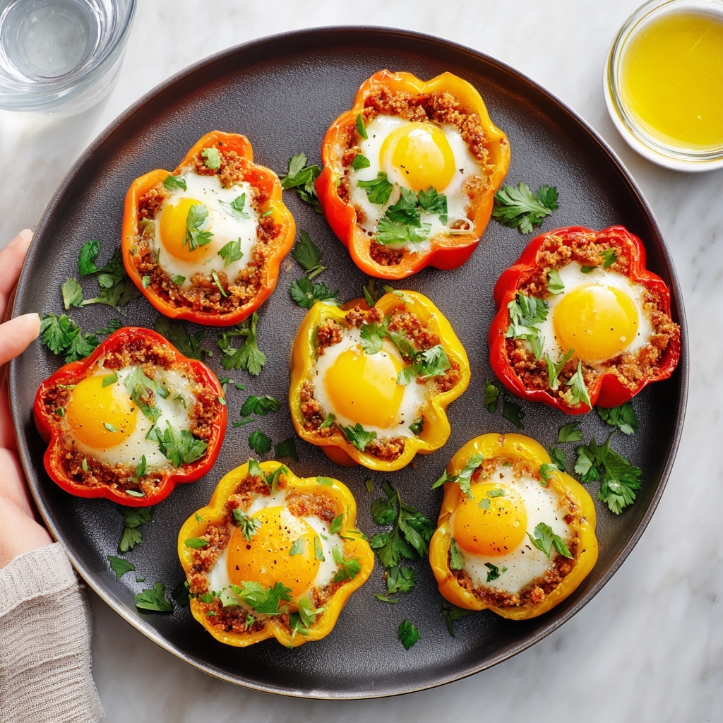 Baked Eggs in Bell Pepper Rings Recipe - Recipe Image