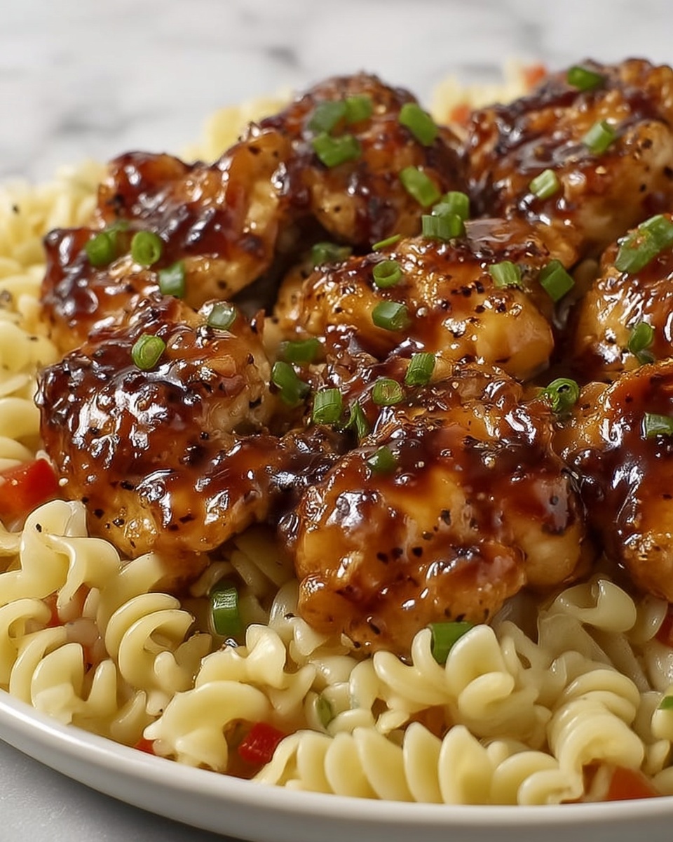 Sweet and Spicy Honey Pepper Chicken with Creamy Macaroni and Cheese Recipe - Recipe Image