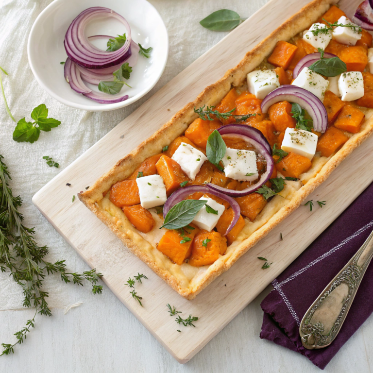 Sweet Potato, Feta & Caramelized Onion Tart Recipe