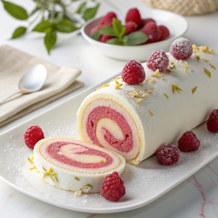 Luxurious Pink Raspberry Cheesecake Roll Cake Recipe