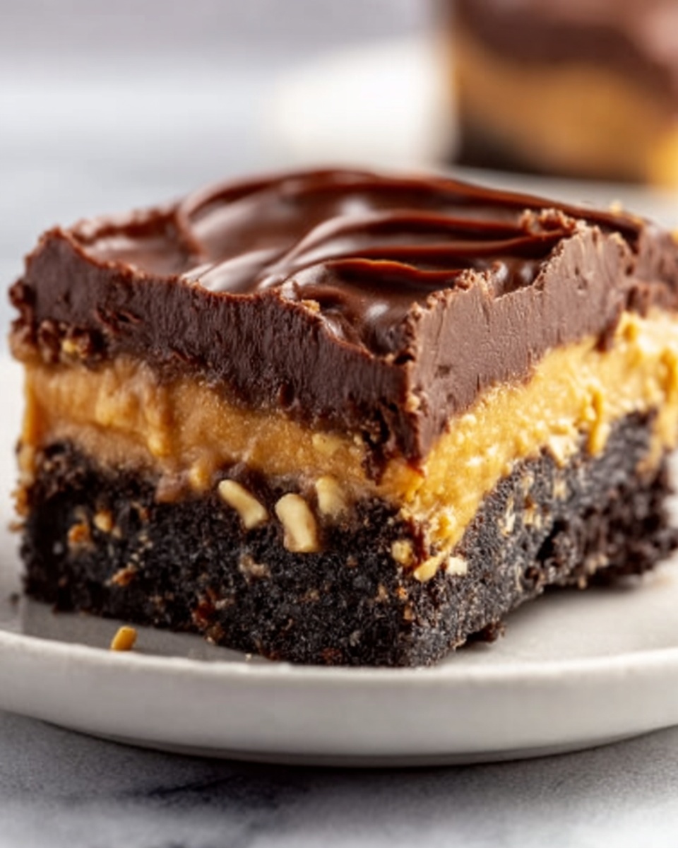Chocolate Peanut Butter Ooey Gooey Butter Bars Recipe - Recipe Image