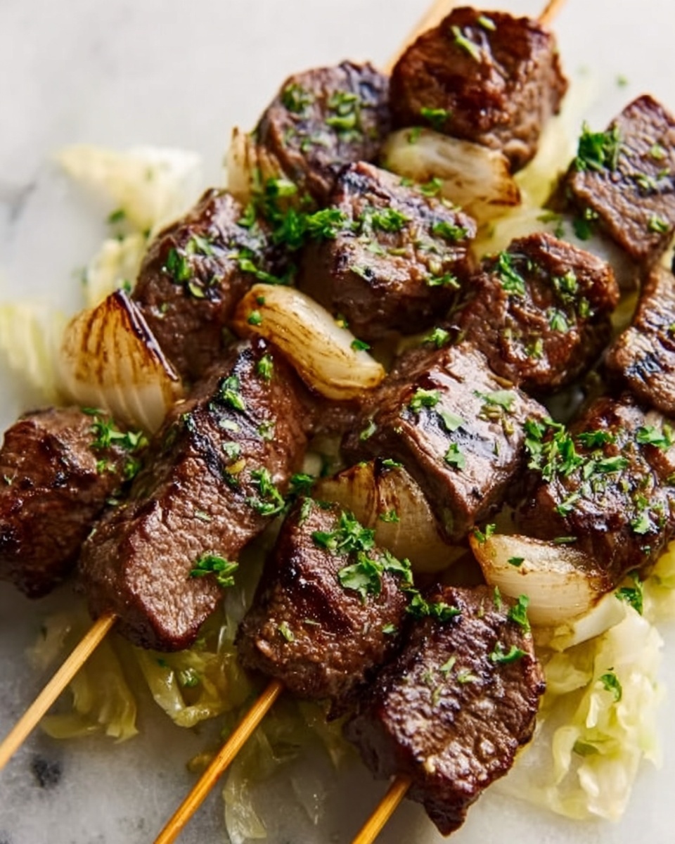 Reuben Steak Skewers with Sauerkraut and Russian Dressing Recipe - Recipe Image