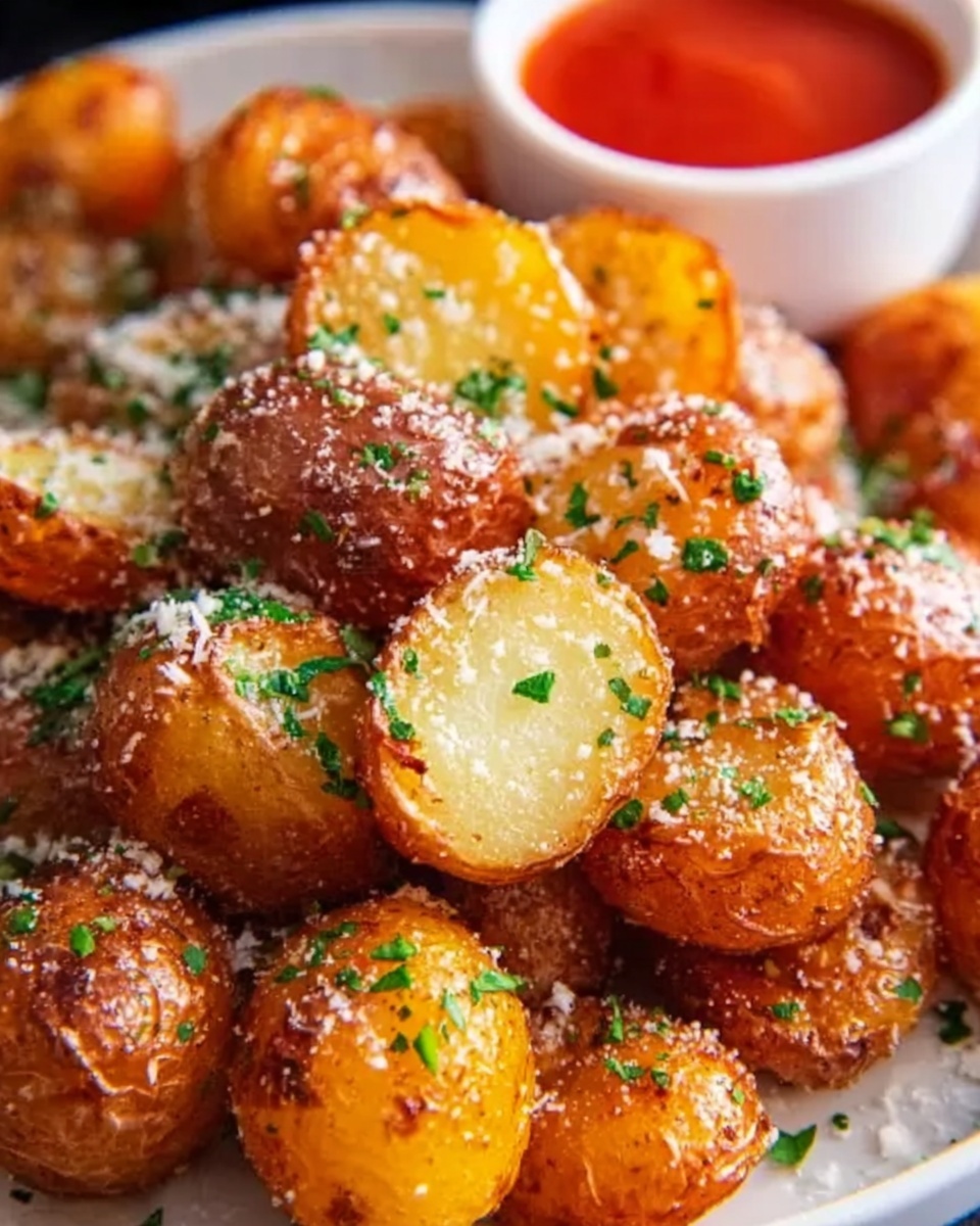 Crunchy Parmesan Crusted Potatoes with Tobiko Gochujang Dip Recipe - Recipe Image