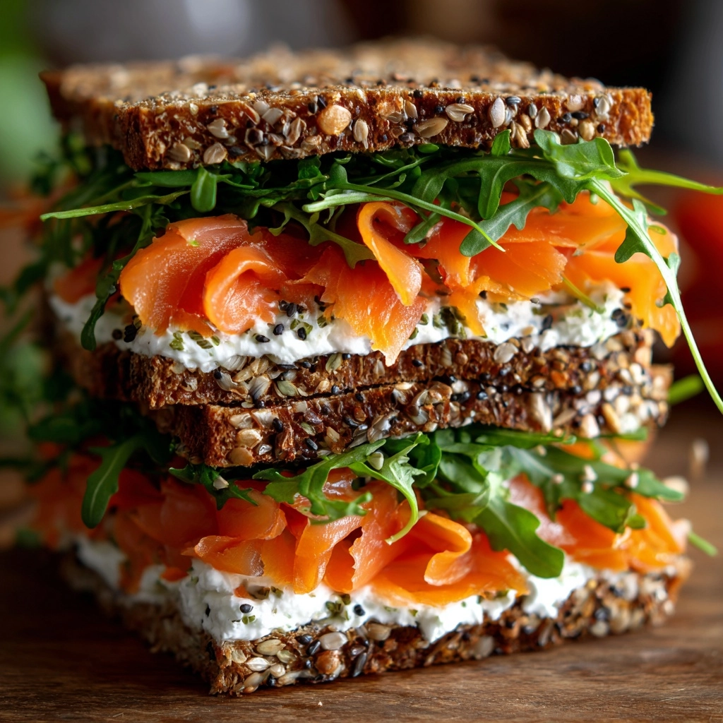 Smoked Salmon Sandwich with Cream Cheese, Avocado, and Dill Recipe - Recipe Image