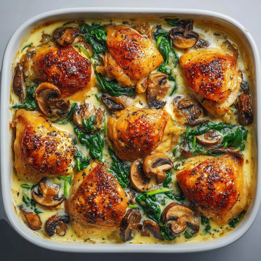 Chicken, Spinach, and Mushroom Low Carb Oven Dish Recipe - Recipe Image