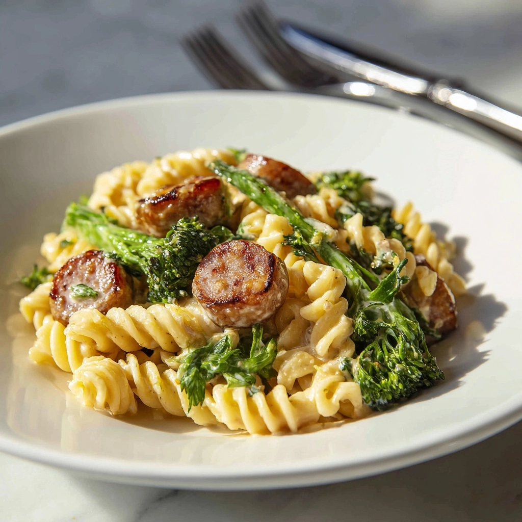 One-Pot Cheesy Smoked Sausage and Broccoli Pasta Recipe - Recipe Image