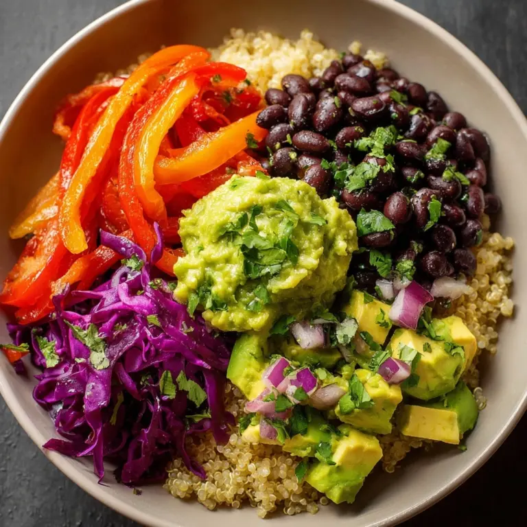 Black Bean & Quinoa Bowl with Guacamole and Veggies Recipe