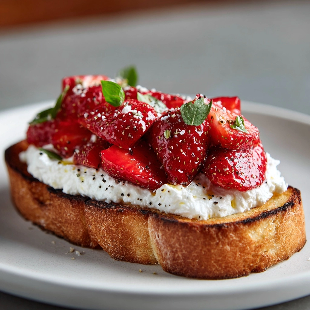 Roasted Strawberry Whipped Ricotta Toast Recipe - Recipe Image