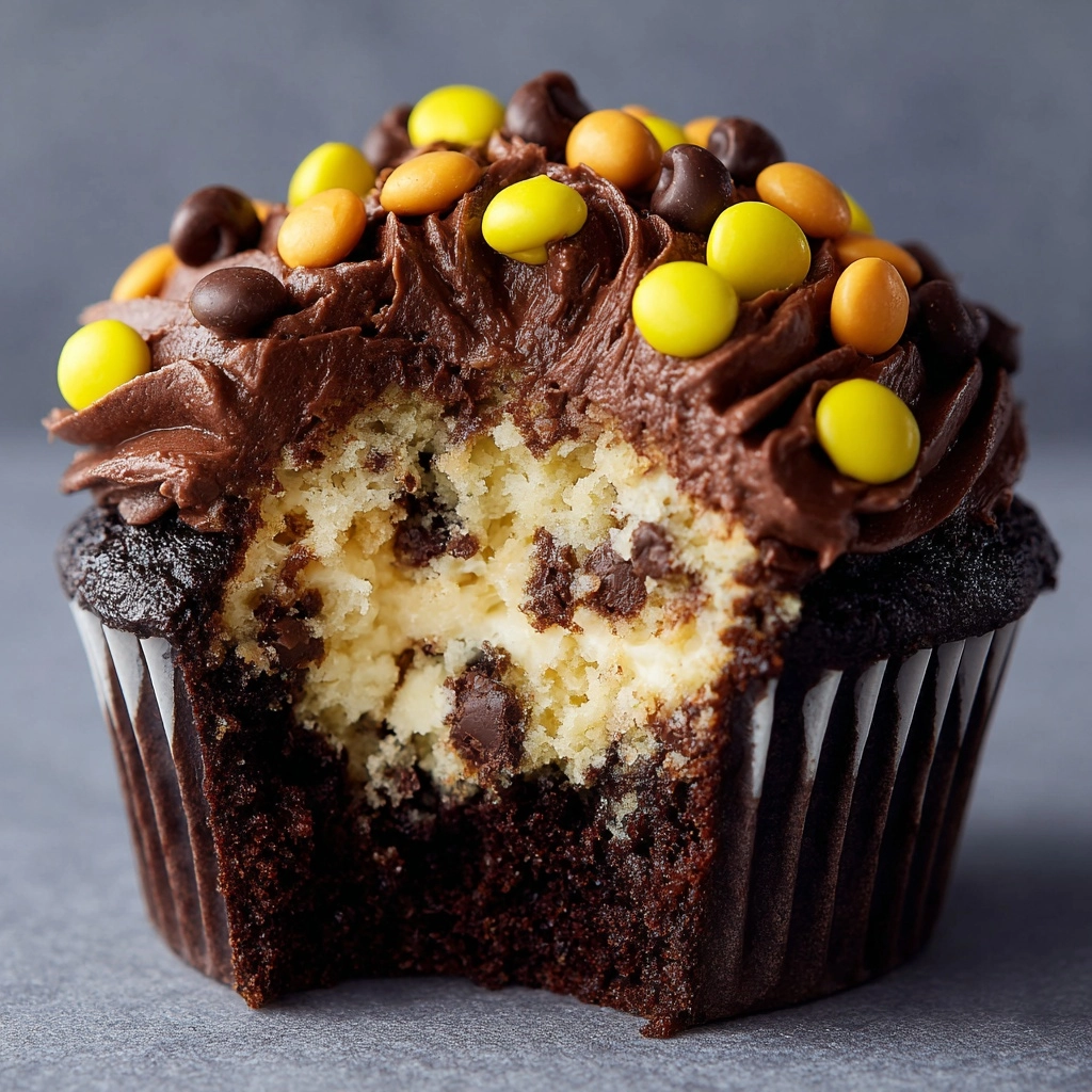 Gooey Chocolate Peanut Butter Cupcakes Recipe - Recipe Image