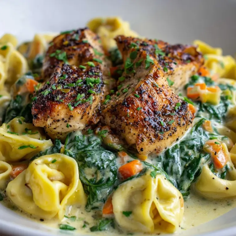 Cheesy Garlic Parmesan Chicken Tortellini with Spinach in Creamy Sauce Recipe