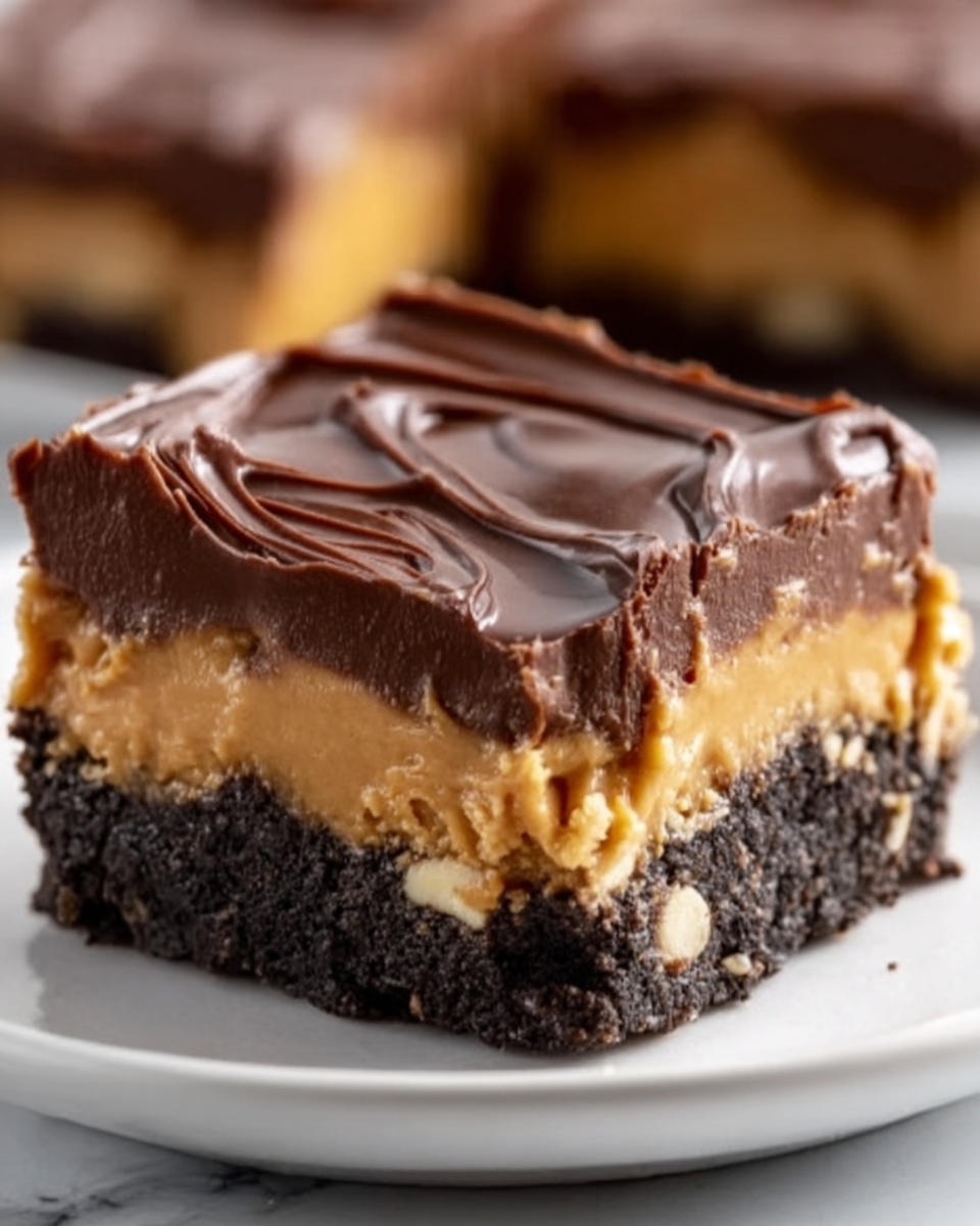 Chocolate Peanut Butter Ooey Gooey Butter Bars Recipe - Recipe Image