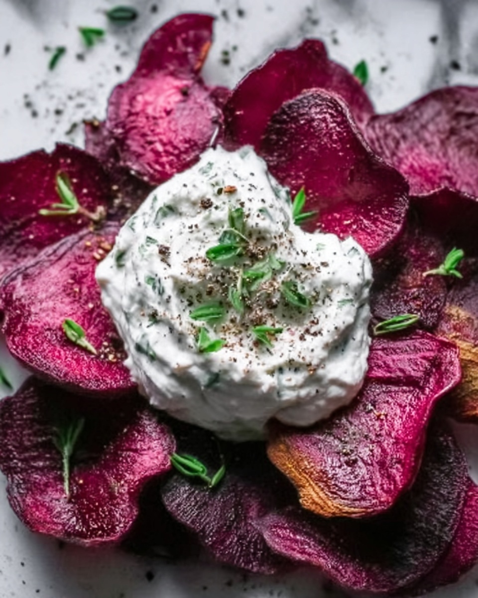 Roasted Beet Chips with Whipped Feta Dip Recipe - Recipe Image