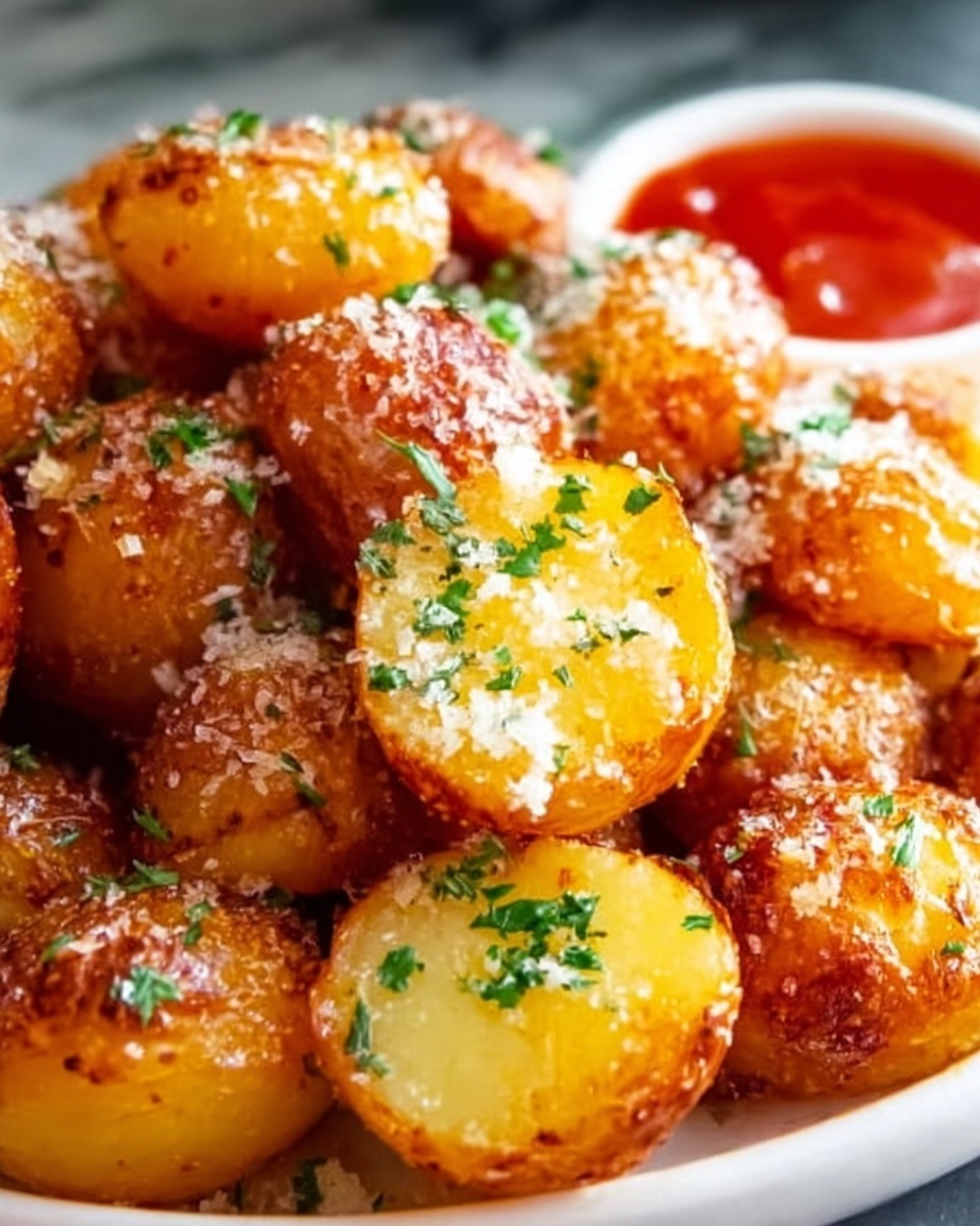 Crunchy Parmesan Crusted Potatoes with Tobiko Gochujang Dip Recipe - Recipe Image