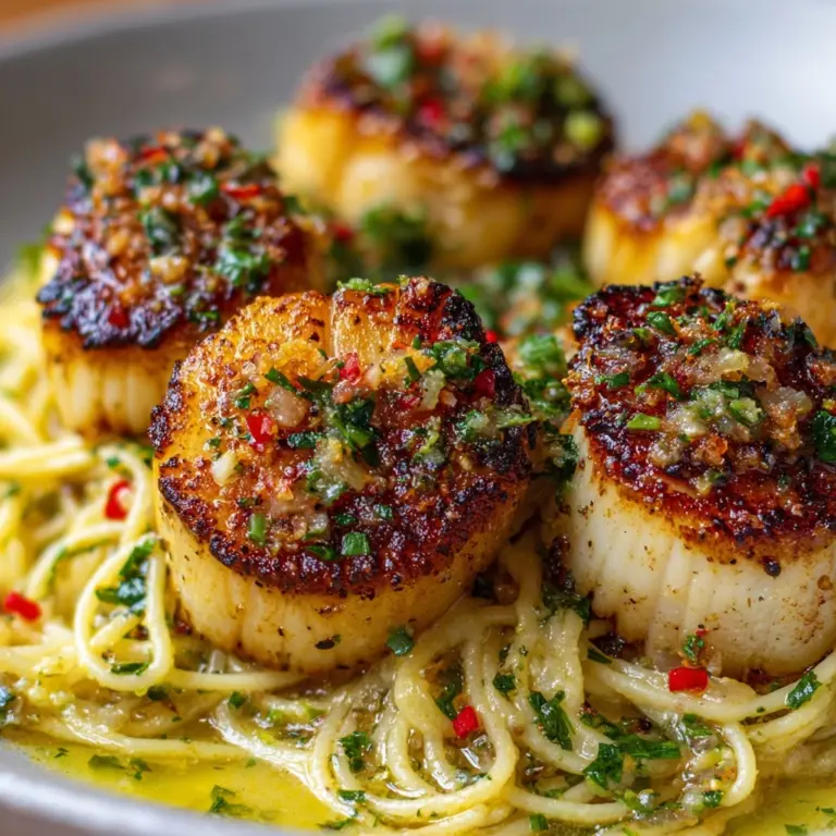 Creamy Tuscan Spaghetti with Jumbo Scallops Recipe