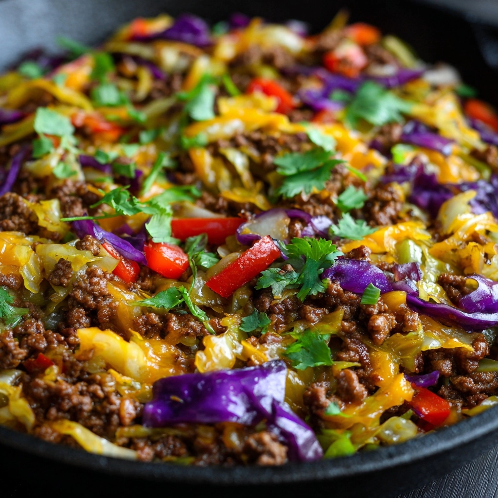 Ground Beef Taco Cabbage Skillet Recipe - Recipe Image