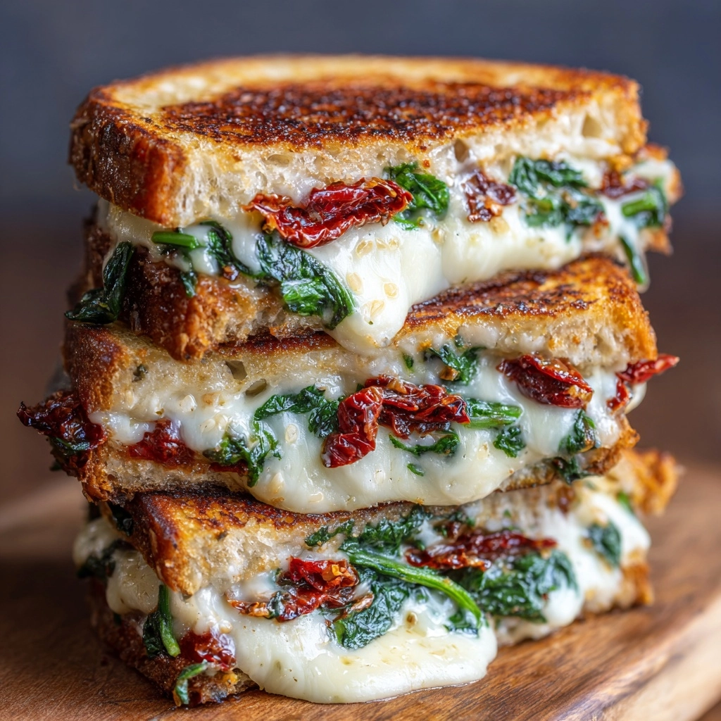 Sun-Dried Tomato, Spinach, and Ricotta Grilled Cheese Recipe - Recipe Image