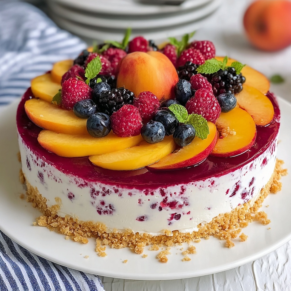 Summer Berry and Peach Cheesecake Recipe - Recipe Image