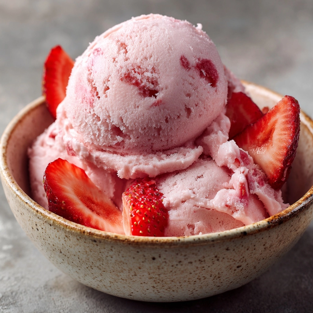 Creamy Strawberry Ice Cream with Fresh Chunks Recipe - Recipe Image