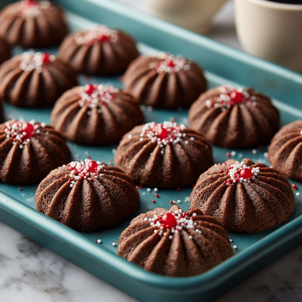 Piped Chocolate Butter Cookies Recipe - Recipe Image