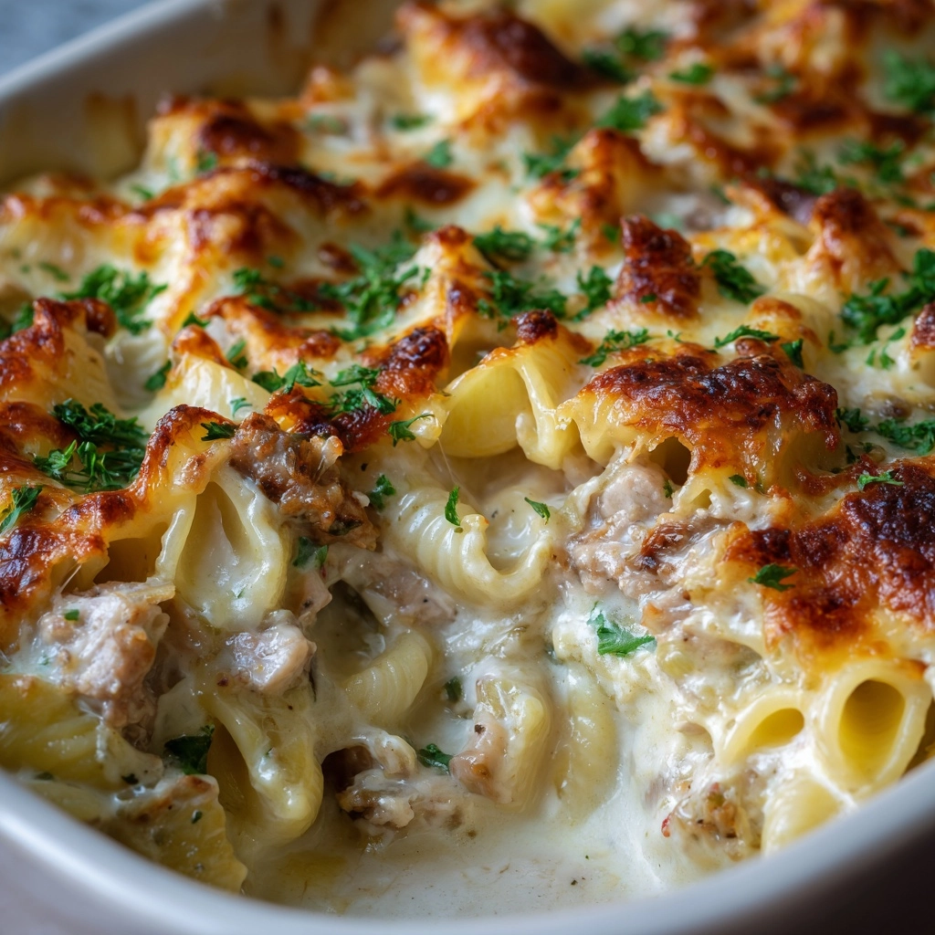 Baked Chicken Alfredo Rotini Casserole Recipe - Recipe Image