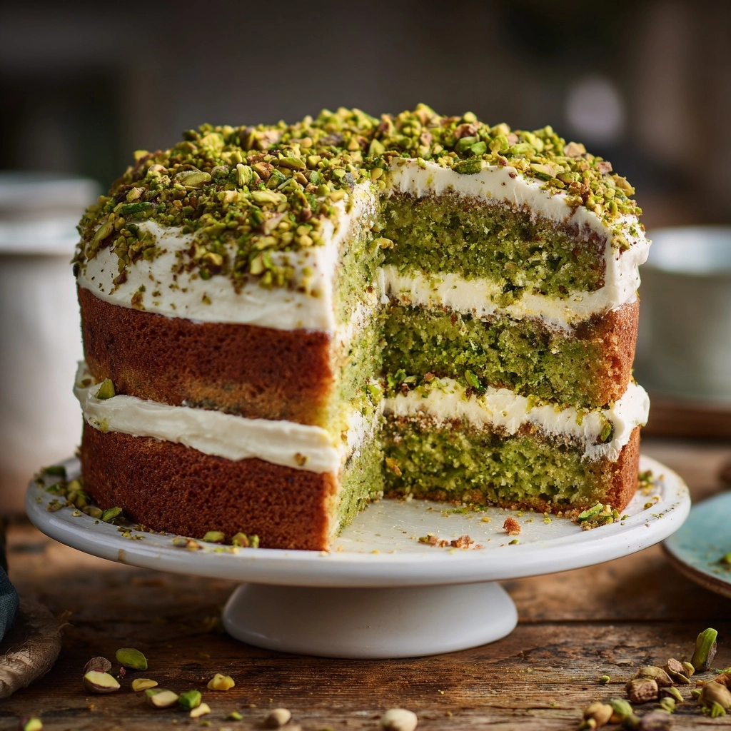 Zesty Pistachio Bliss Cake Recipe - Recipe Image