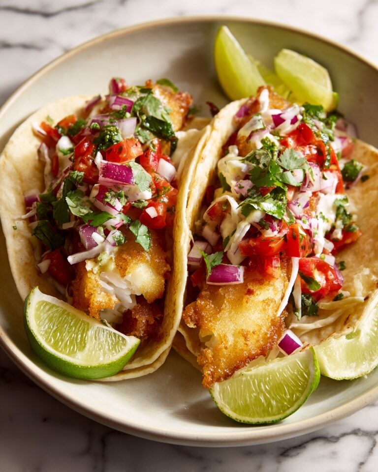 Fried Fish Tacos with Red Onion-Tomato Salsa Recipe