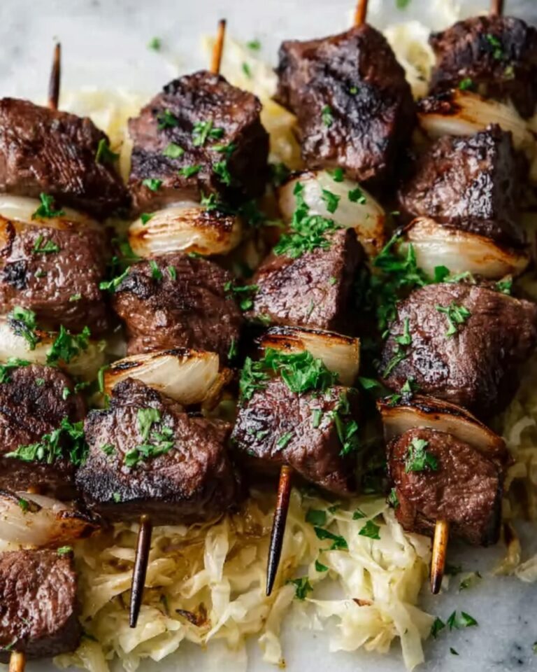Reuben Steak Skewers with Sauerkraut and Russian Dressing Recipe