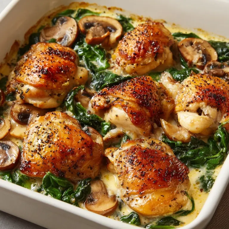 Chicken, Spinach, and Mushroom Low Carb Oven Dish Recipe
