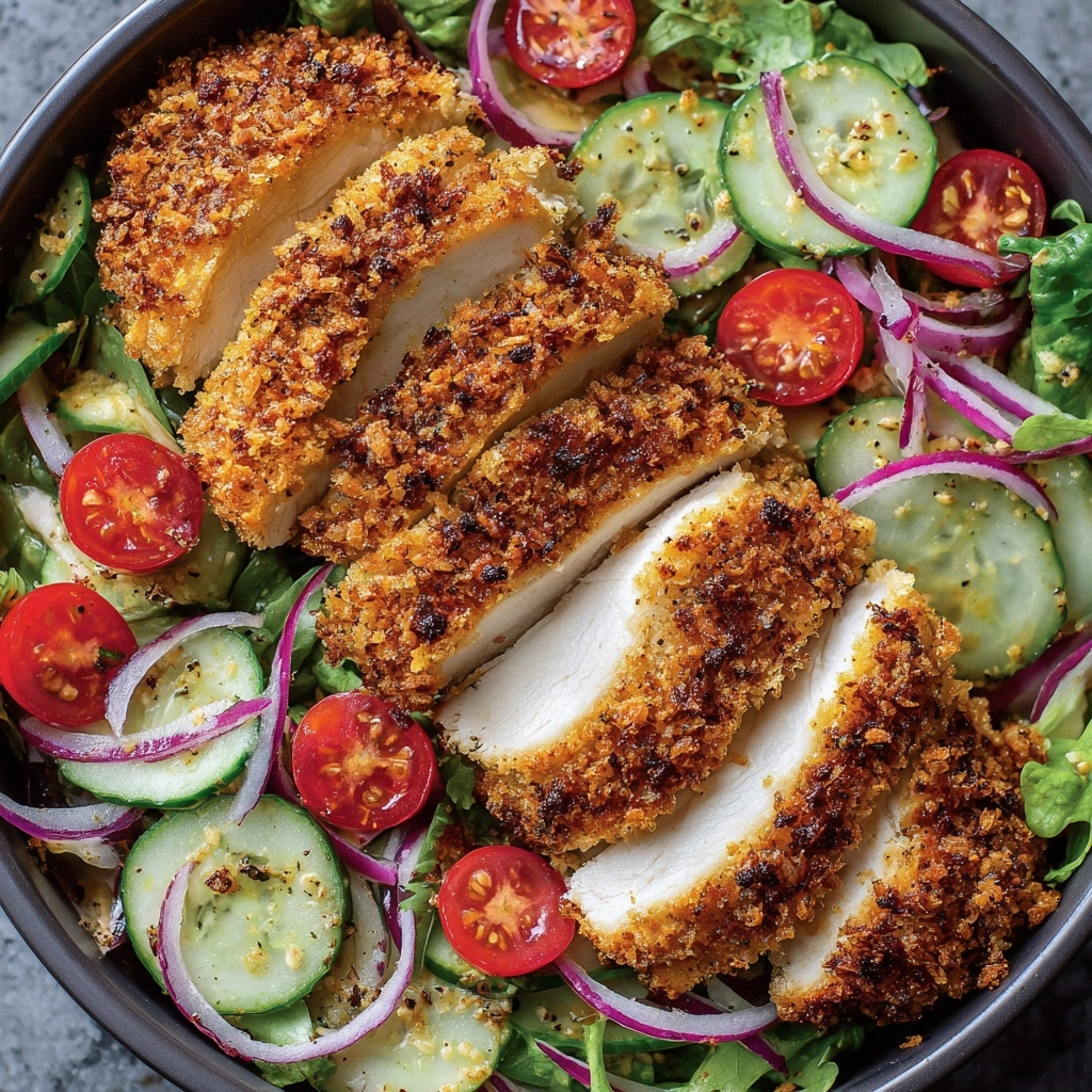 Air Fried Chicken Tender Salad with Honey Mustard Recipe - Recipe Image