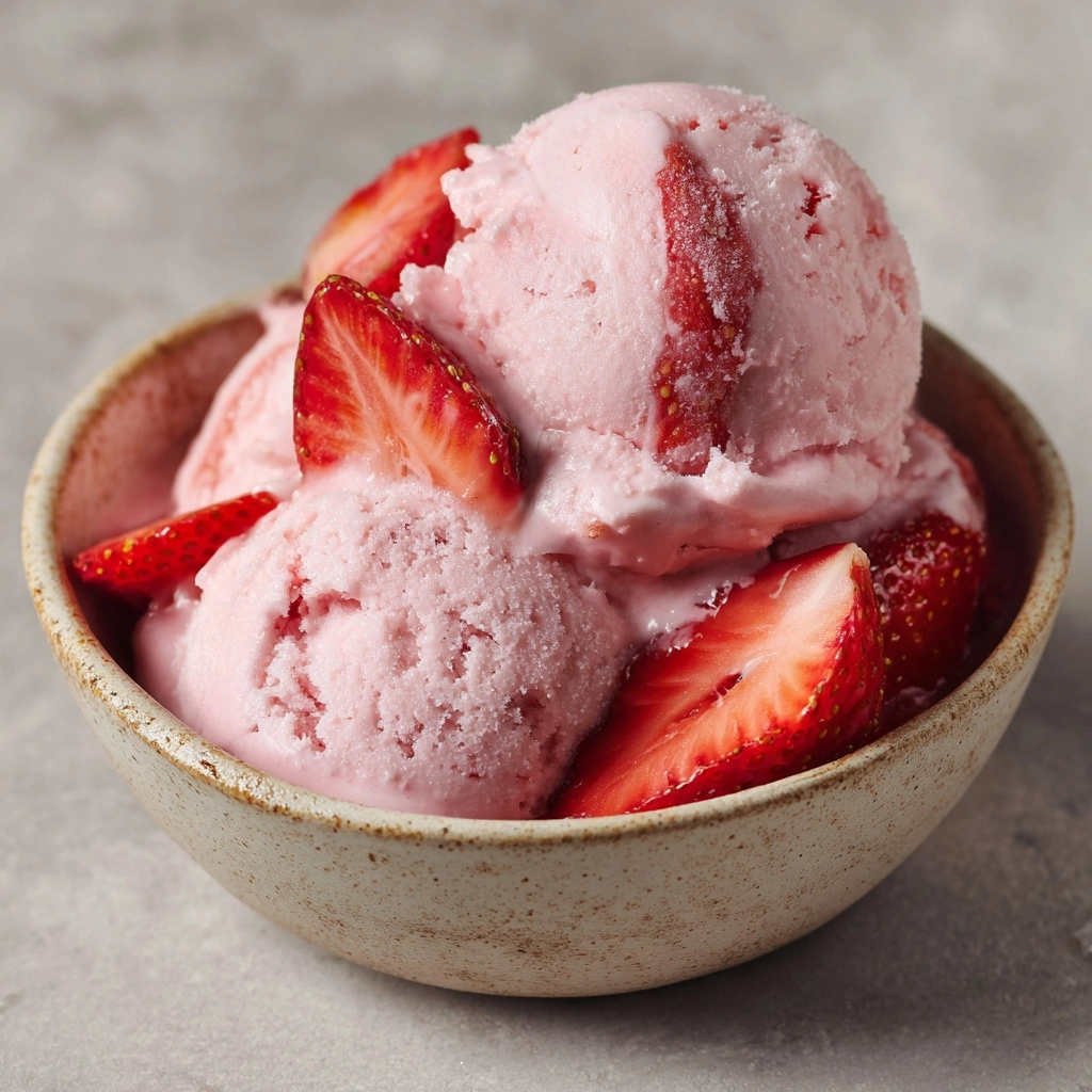 Creamy Strawberry Ice Cream with Fresh Chunks Recipe - Recipe Image
