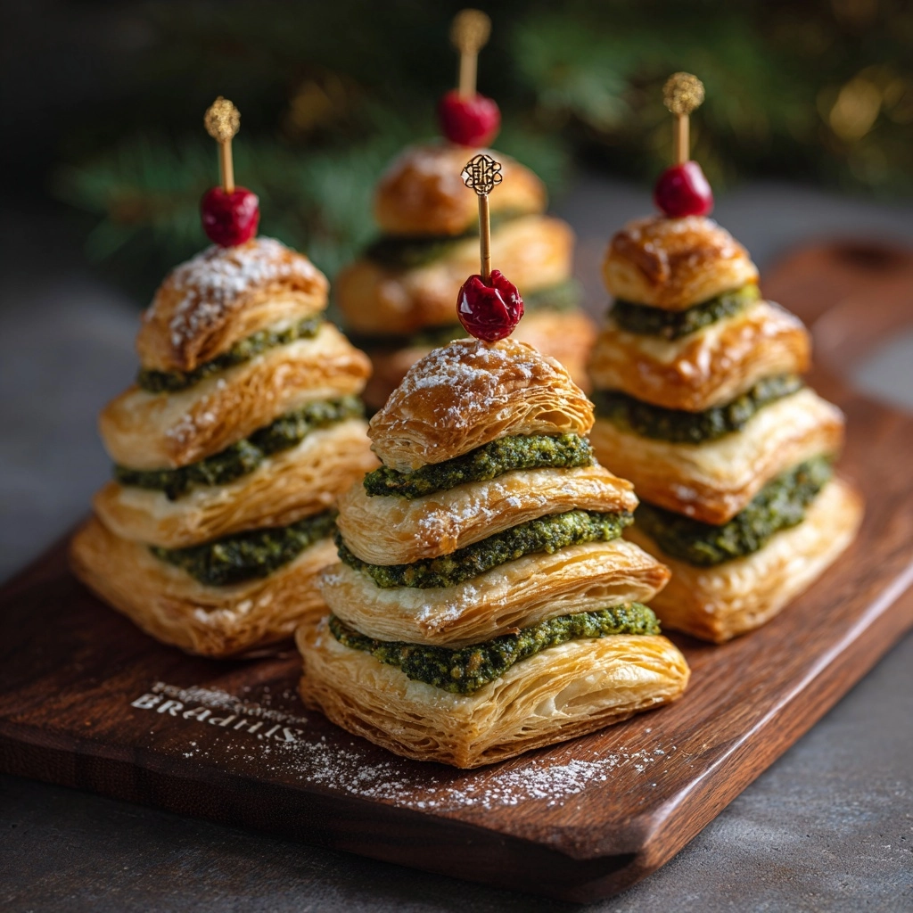 Pesto Puff Pastry Christmas Trees Recipe - Recipe Image