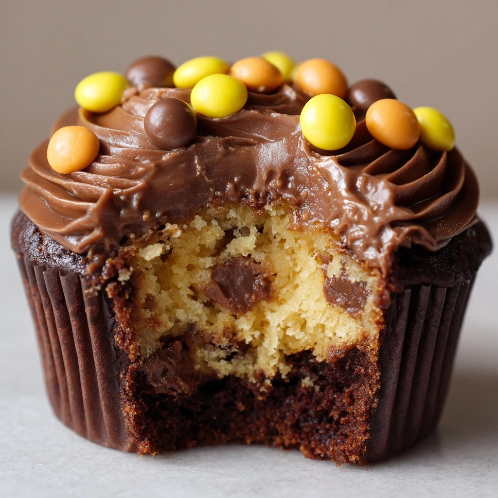 Gooey Chocolate Peanut Butter Cupcakes Recipe - Recipe Image
