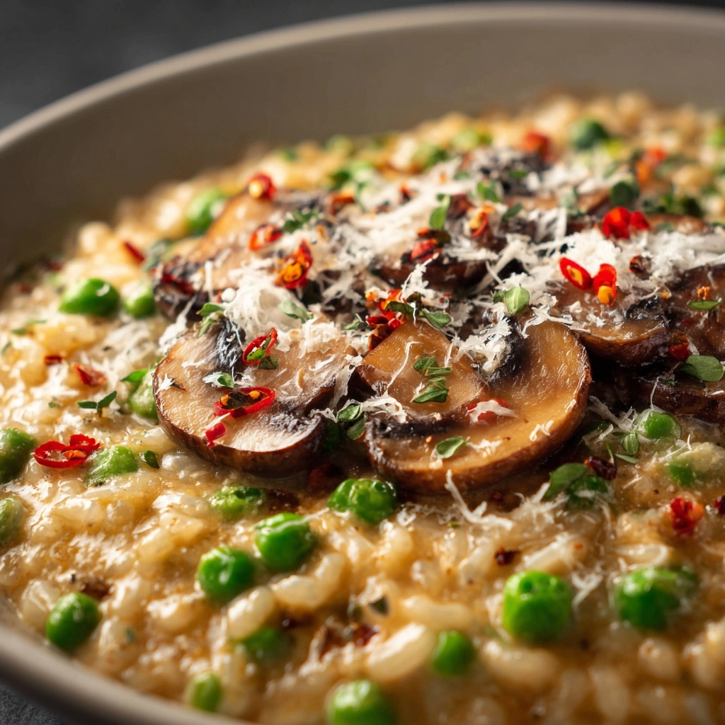 Mushroom and Pea Risotto Recipe - Recipe Image