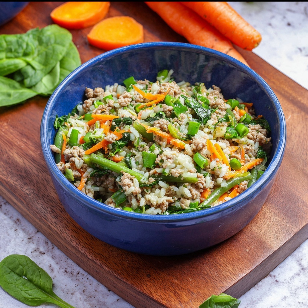 Homemade Dog Food with Turkey, Brown Rice, and Vegetables Recipe - Recipe Image