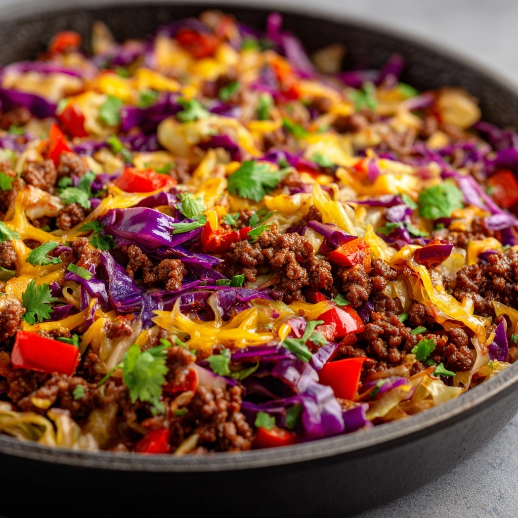Ground Beef Taco Cabbage Skillet Recipe - Recipe Image