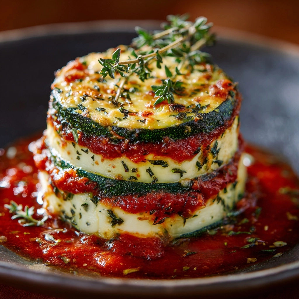 Layered Zucchini Ricotta Melts with Marinara Recipe - Recipe Image