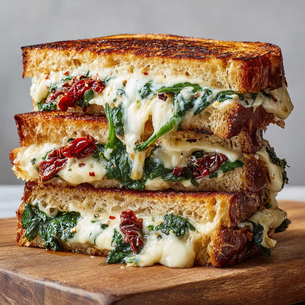 Sun-Dried Tomato, Spinach, and Ricotta Grilled Cheese Recipe - Recipe Image