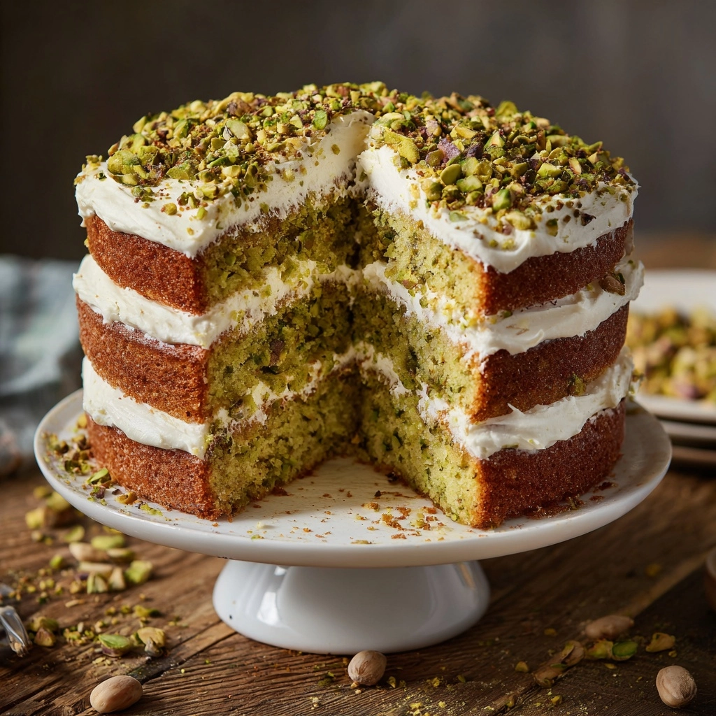 Zesty Pistachio Bliss Cake Recipe - Recipe Image